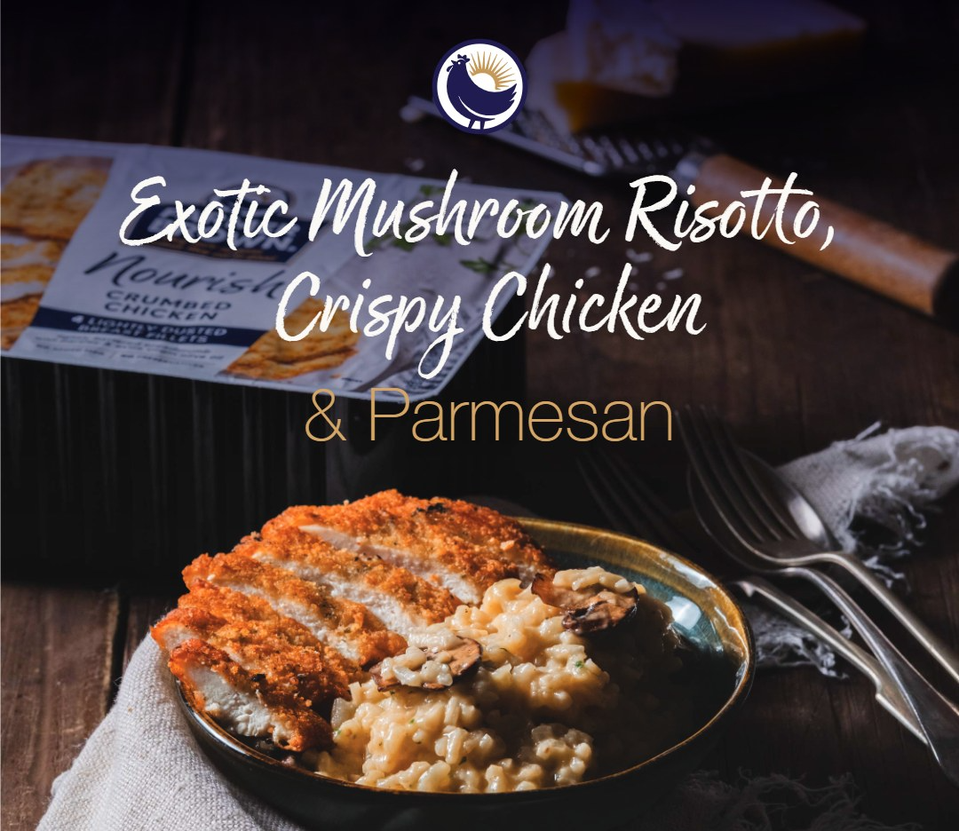 Exotic Mushroom Risotto, Crispy Chicken & Parmesan